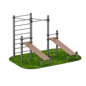 Комплекс уличный из 2 скамеек для пресса и трех турников Sabirgym SGWOK020.4 - Аэрофитмаксфит профессиональные тренажеры в фитнес клуб